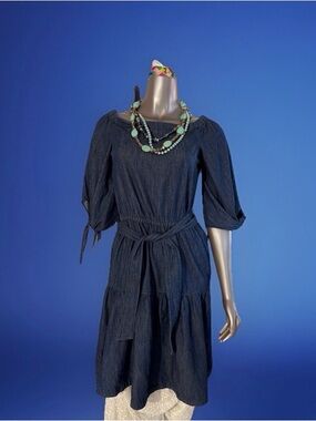 Ralph Lauren Ralph Indigo Denim Tie-Waist Midi Dress size 0 P